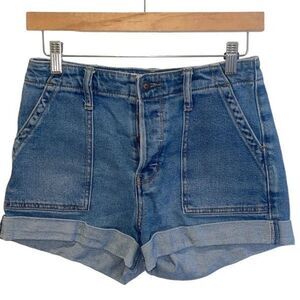 Hollister Womens Vintage Street High Rise Cuffed 3" Mom Jean Shorts Blue Size 26